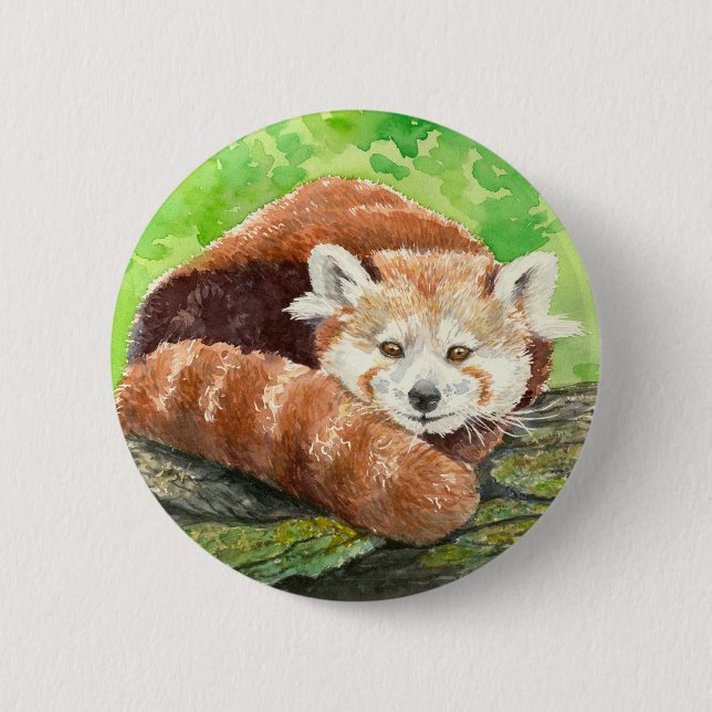 Chapa Redonda De 5 Cm Panda rojo (Anverso)