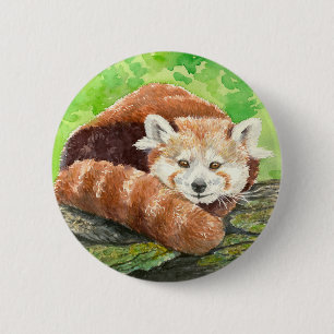 Chapa Redonda De 5 Cm Panda rojo