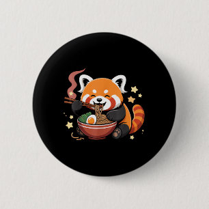 Chapa Redonda De 5 Cm Panda Rojo Comiendo Fideos Ramen