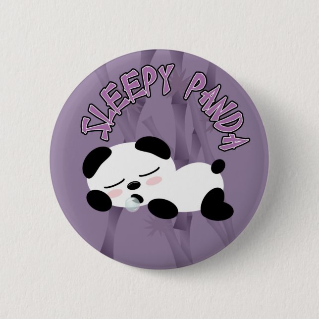 Chapa Redonda De 5 Cm Panda soñolienta (Anverso)