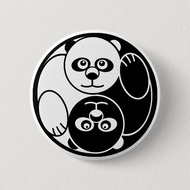 Chapa Redonda De 5 Cm Panda Yin Yang (Anverso)