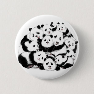 Chapa Redonda De 5 Cm Pandas Button Family Panda