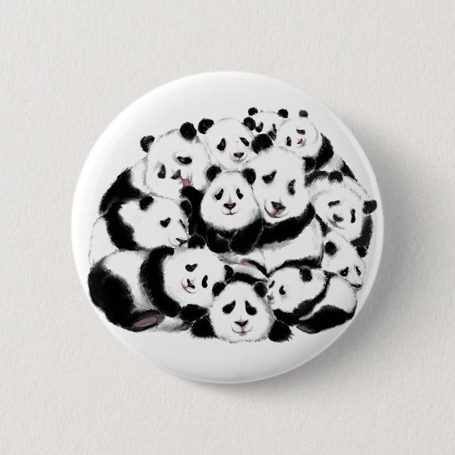 Chapa Redonda De 5 Cm Pandas Button Family Panda (Anverso)