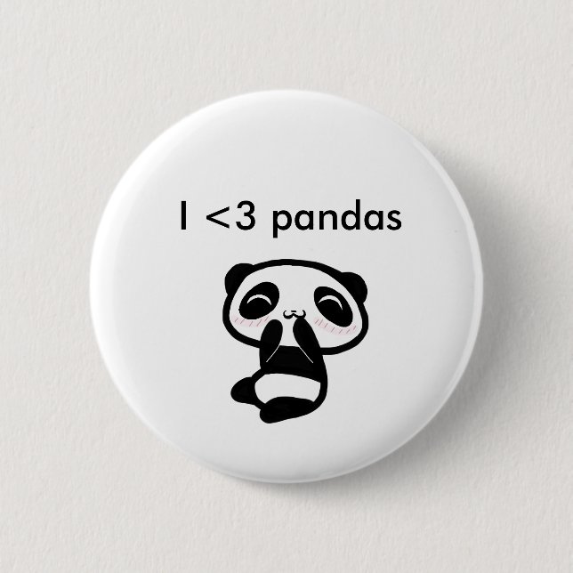 Chapa Redonda De 5 Cm Pandas I <3 (Anverso)