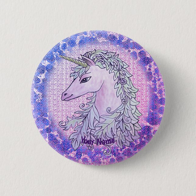 Chapa Redonda De 5 Cm Pañón Violet Unicorn (Anverso)