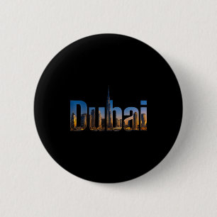 Chapa Redonda De 5 Cm Panorama de Dubái Burj Khalifa paisaje urbano viaj