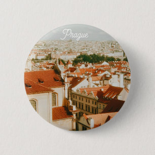 Chapa Redonda De 5 Cm Panorama de la ciudad de Praga Souvenir
