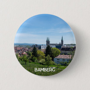 Chapa Redonda De 5 Cm Panorama del casco antiguo de Bamberg, Alemania