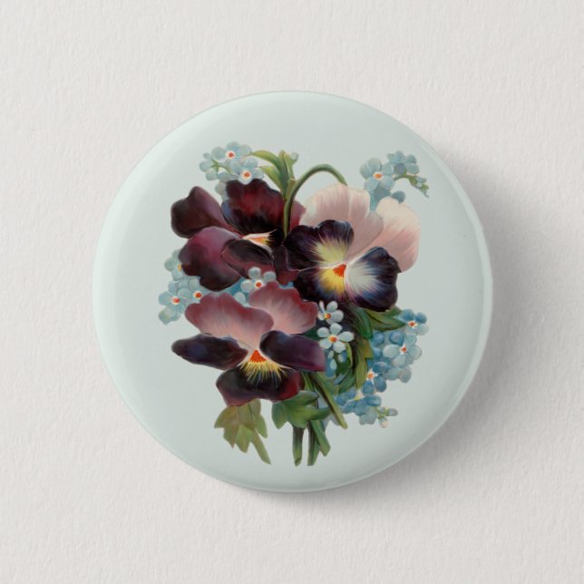 Chapa Redonda De 5 Cm Pansy Bouquet (Anverso)