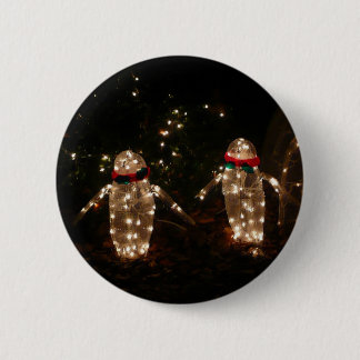 Chapa Redonda De 5 Cm Pantalla de luz de feriado de pingüinos
