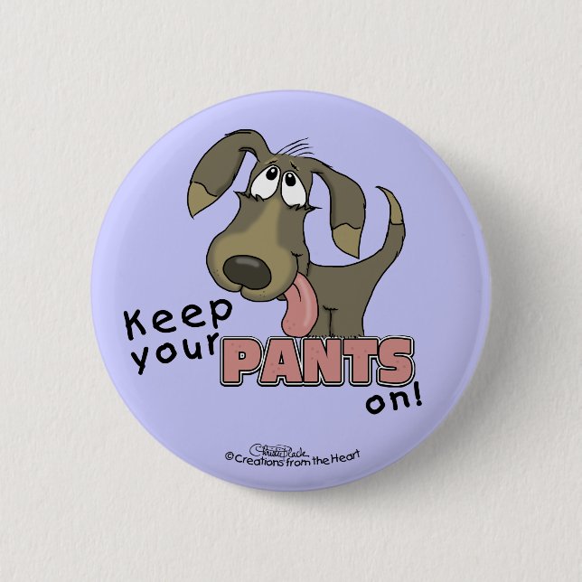 Chapa Redonda De 5 Cm Pantando Pantalones Para Mantener Perros (Anverso)