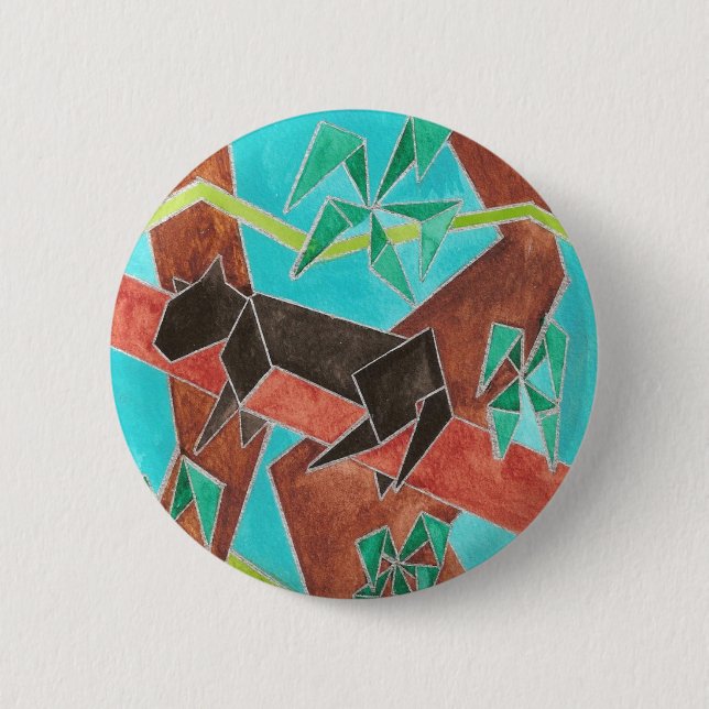 Chapa Redonda De 5 Cm Pantera de la selva Arte abstracto original (Anverso)