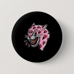 Chapa Redonda De 5 Cm Panther Rosa X Corazón Amor Tradicional Flash Prem