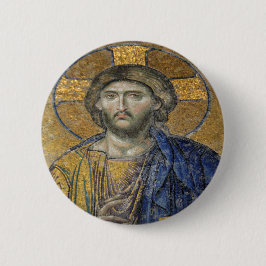 Chapa Redonda De 5 Cm Pantocrador de Cristo Mosaico Icónico Religioso Ro