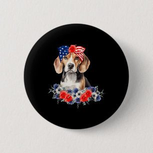 Chapa Redonda De 5 Cm Pañuelo de perro Beagle bandera americana 4 de jul