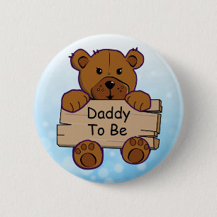 Chapa Redonda De 5 Cm Papá azul a ser oso de peluche Baby Shower