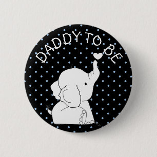Chapa Redonda De 5 Cm Papá azul negro del Pin de Baby Shower del