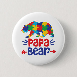 Chapa Redonda De 5 Cm Papa Bear  Padre autismo