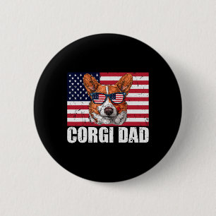 Chapa Redonda De 5 Cm Papá Corgi Pembroke Welsh Corgi Bandera De EE. UU.