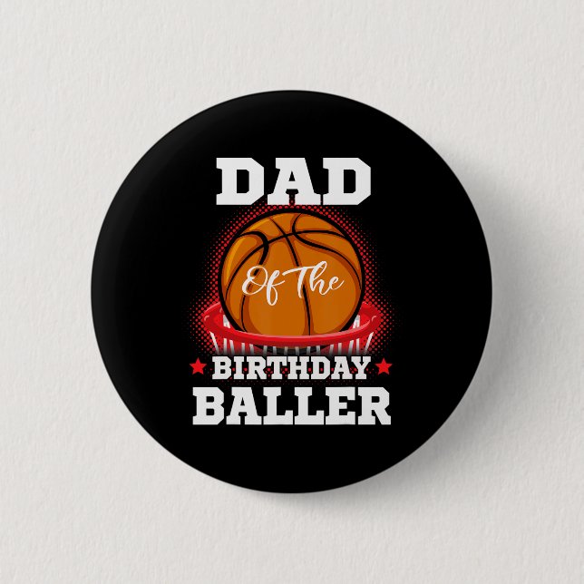 Chapa Redonda De 5 Cm Papá cumpleaños de baloncesto Boy Family Baller b- (Anverso)
