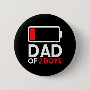 Chapa Redonda De 5 Cm Papá De 2 Niños Con Poco Ttery Funny Fathers Día P