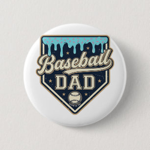 Chapa Redonda De 5 Cm Papá de béisbol Drippy Home Plate Vintage Vector D