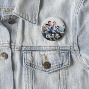 Chapa Redonda De 5 Cm Papá De Día Gamer De Noche Hijo Y Papá Día Del Pad