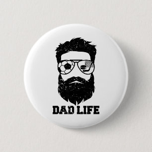 Chapa Redonda De 5 Cm Papá de Hockey de Fútbol Pelo Desordenado Barba Pa