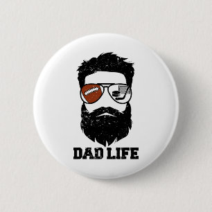 Chapa Redonda De 5 Cm Papá de Hockey Desordenado Cabello Barba Papá de H