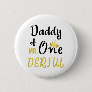 Chapa Redonda De 5 Cm Papá de MR Onederful divertido Camiseta del 1er Cu