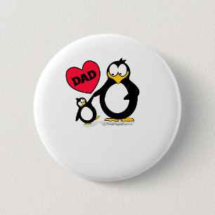 Chapa Redonda De 5 Cm Papá del corazón del pingüino