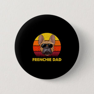 Chapa Redonda De 5 Cm Papa Frenchie Retro Atardecer Gafas Hombres Bulldo