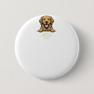 Chapa Redonda De 5 Cm Papá Golden Retriever Grabado Vintage