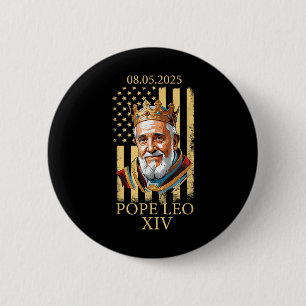 Chapa Redonda De 5 Cm Papa Leo Xiv, Bandera Americana 2025 Vaticano Leo