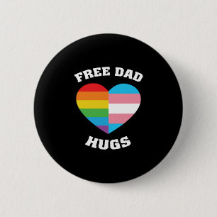 Chapa Redonda De 5 Cm Papá libre abrazo el arco iris medio corazón trans