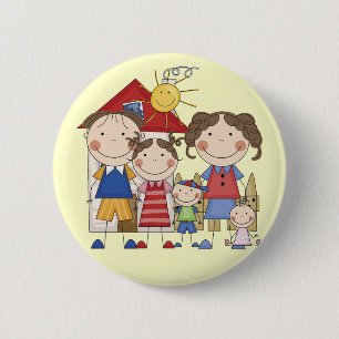 Chapa Redonda De 5 Cm Papá, Mamá, Hermana Mayor, Hermano Mediano, Bebé S