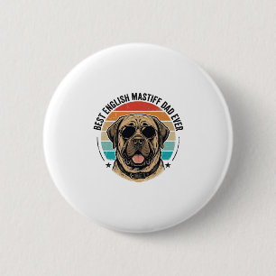 Chapa Redonda De 5 Cm Papá Mastín Inglés Atardecer Vintage Perro Vector