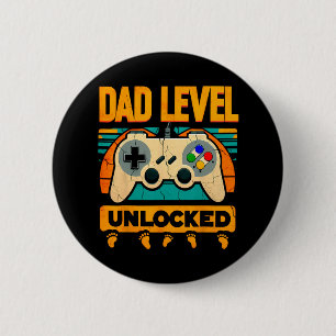 Chapa Redonda De 5 Cm Papá Nivel Desbloqueado Padre &# s Día Nuevo Papá