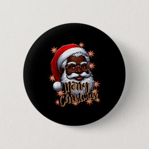 Chapa Redonda De 5 Cm Papá Noel Afroamericano Pijama de Navidad Negro X-
