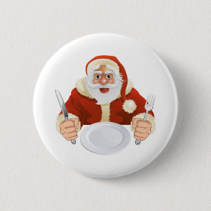 Chapa Redonda De 5 Cm Papá Noel asentó para la cena de navidad