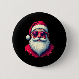 Chapa Redonda De 5 Cm Papá Noel con gafas de sol rojas en un estilo navi