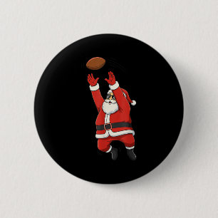 Chapa Redonda De 5 Cm Papá Noel de Navidad jugando fútbol para chicos ad