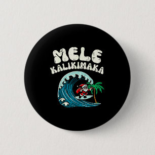 Chapa Redonda De 5 Cm Papá Noel de surf de Navidad Mele Kalikimaka Xmas