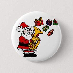 Chapa Redonda De 5 Cm Papá Noel divertido que juega arte del navidad de