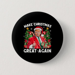 Chapa Redonda De 5 Cm Papá Noel Divertido Trump 2025 Haz que la Navidad 