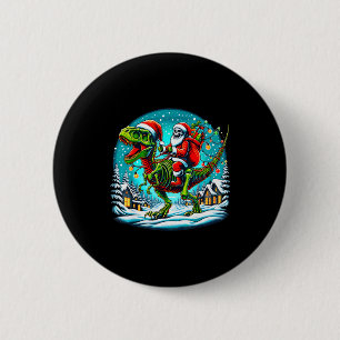 Chapa Redonda De 5 Cm Papá Noel esqueleto montando dinosaurio T Rex Navi