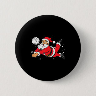 Chapa Redonda De 5 Cm Papá Noel jugando voleibol Pijama de Navidad Cool