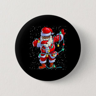 Chapa Redonda De 5 Cm Papá Noel Navidad Negra Afro Americano Americano