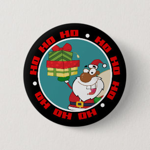 Chapa Redonda De 5 Cm Papá Noel negro con regalos