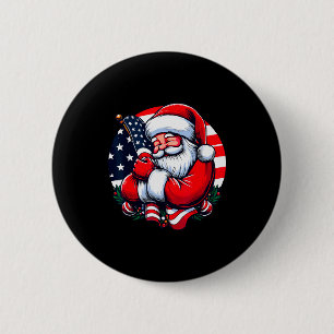 Chapa Redonda De 5 Cm Papá Noel Patriótico Hombres Mujeres Bandera De EE